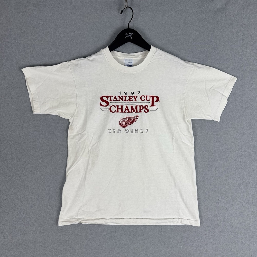 Vintage 90S Salem Detroit Red Wings T-Shirt Large NHL USA Embroidered Logo